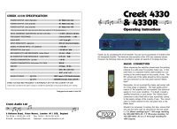 Creek 4330&4330R Operating instructions 